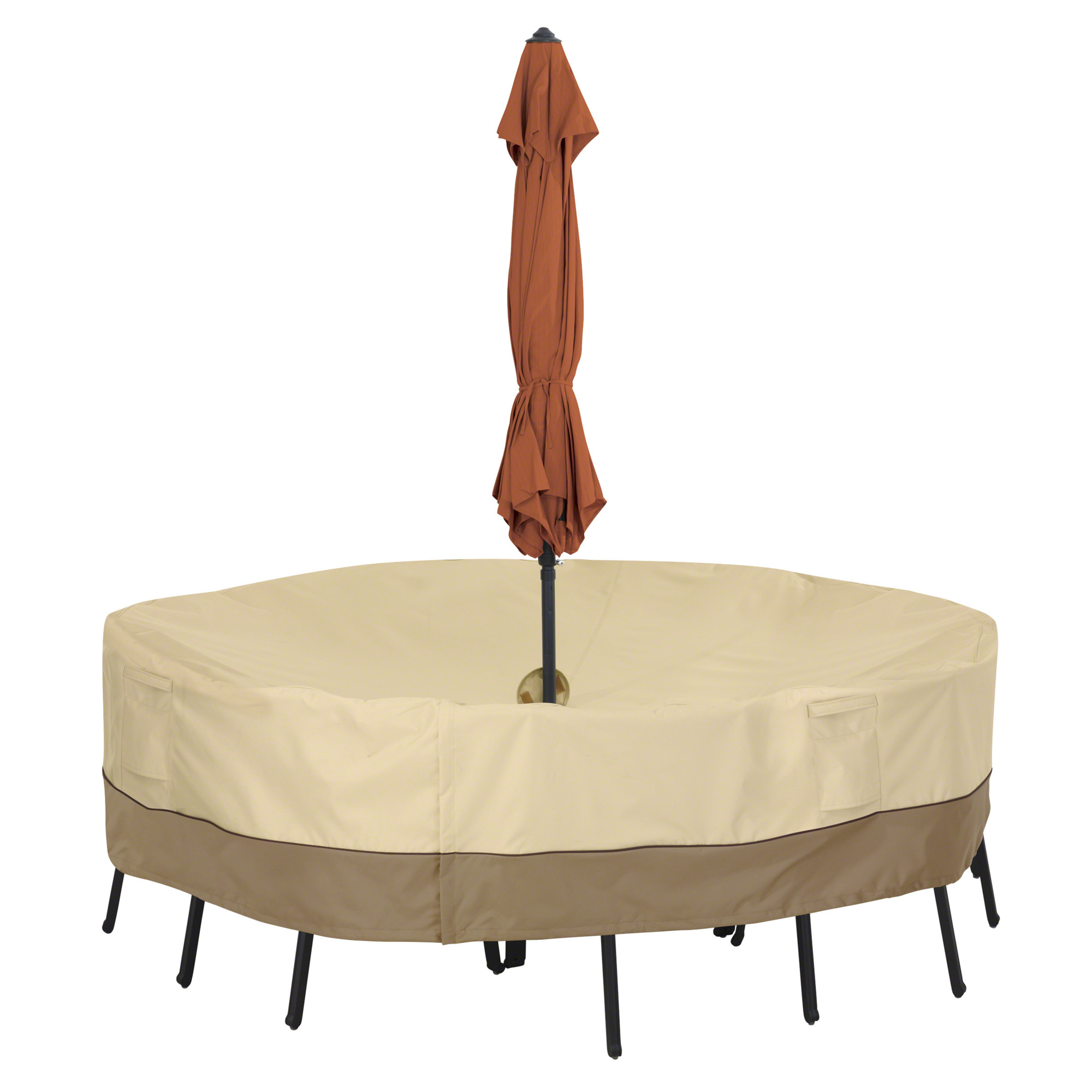 Classic Accessories Veranda Round Table/Chair Set Cover, L, Tan, Polyester, Model# 55-462-041501-00